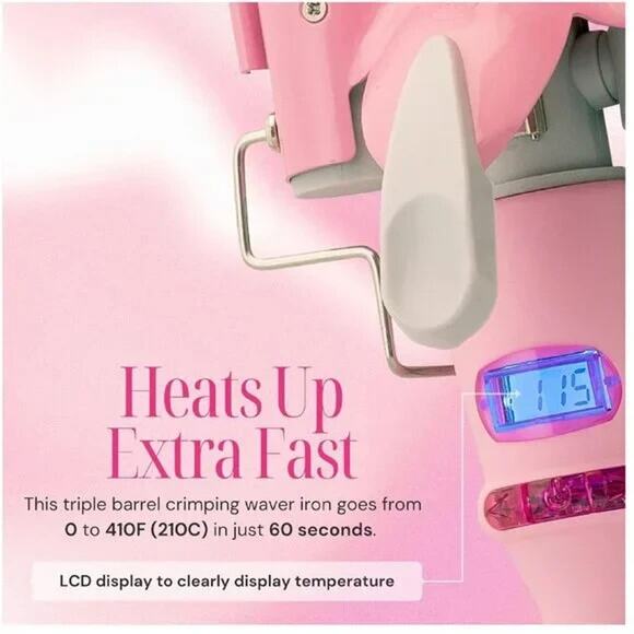 Three Barrel Curling Iron Wand Hair Waver with LCD Temperature Display - 1 In... - Picture 4 of 5